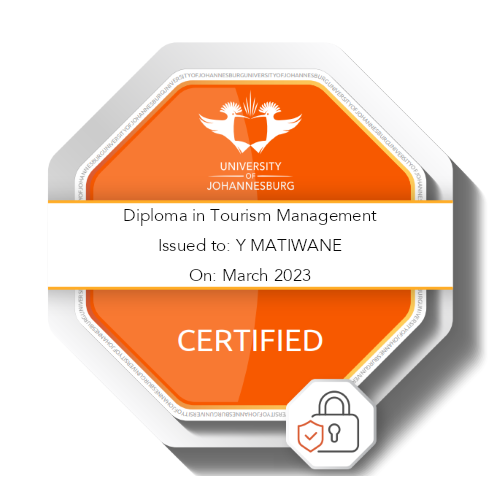 Diploma in Tourism Management - Y MATIWANE